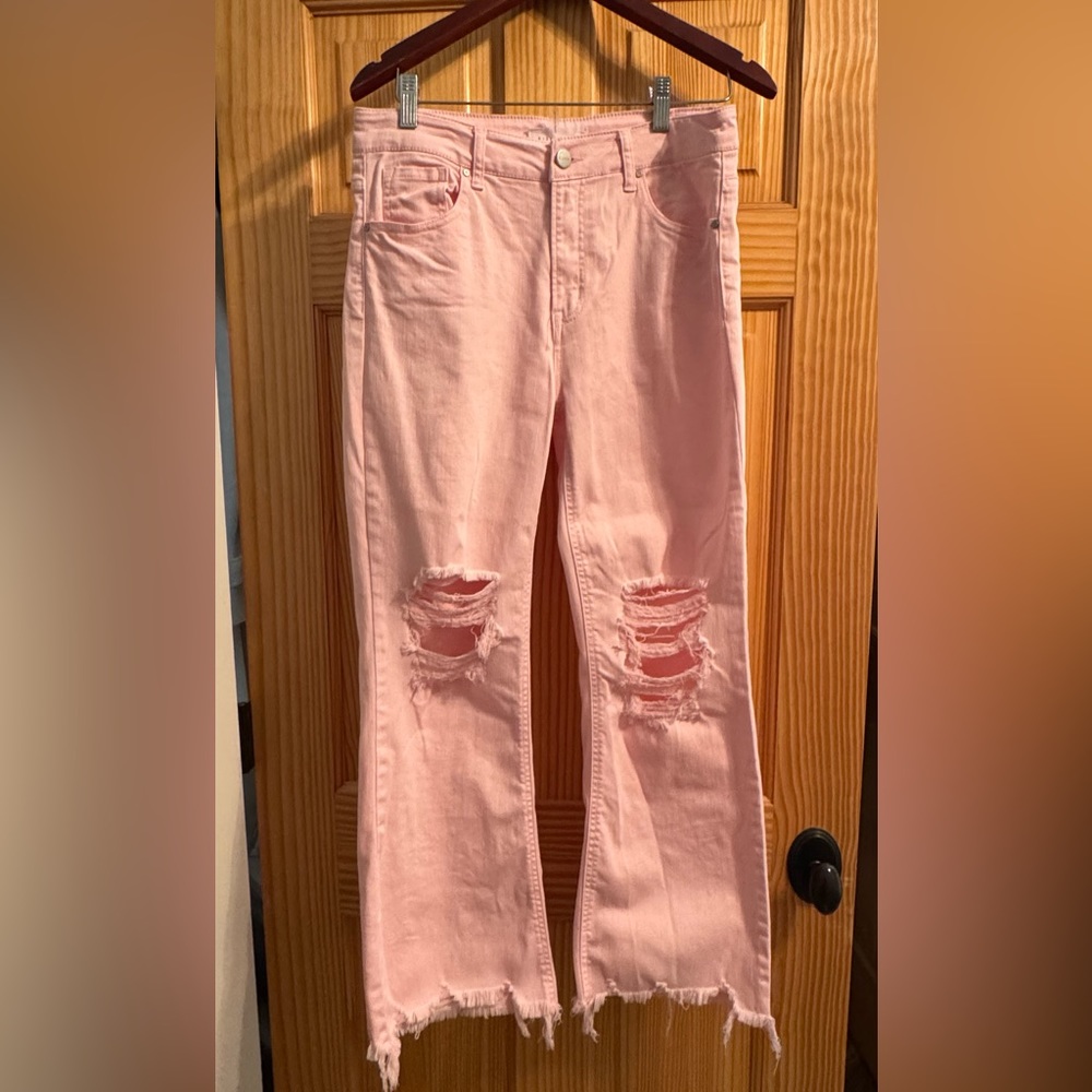 Risen jeans. Size 7 with distressing